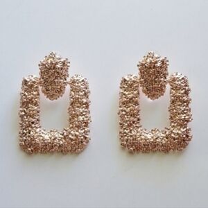 Textured Rose Gold Door Knocker Earrings